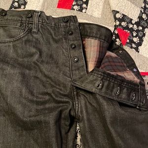 Black Levi’s two horse brand fleece lined motorcycle jeans